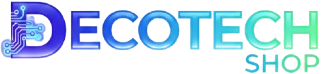 Decotech Shop logo with gradient colors on a white background